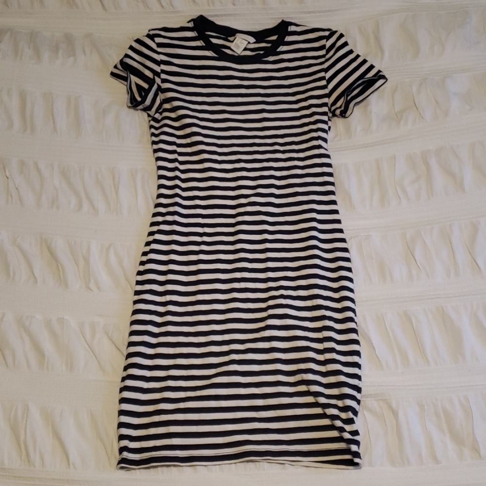 Navy Blue Stripped T Shirt Dress